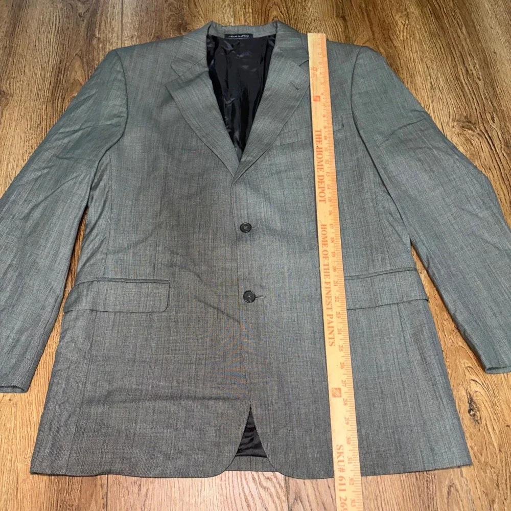 Murano Mens Gray 100%Wool Blazer Sport Coat Made in Italy Size 42L Formal Luxury